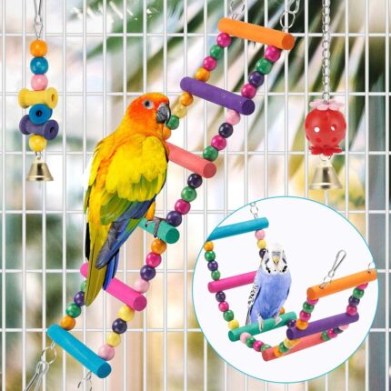 Colorful Wooden Bird Toys - Hình 2
