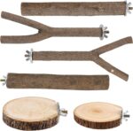 Natural Wood Bird Perch Set