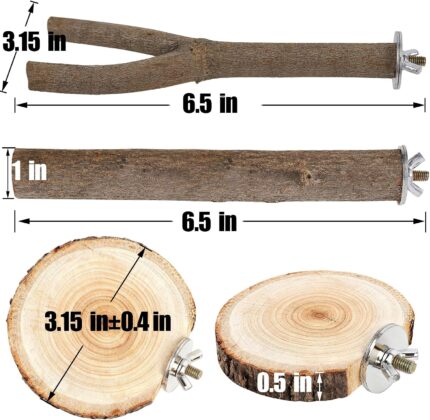 Natural Wood Bird Perch Set - Hình 2