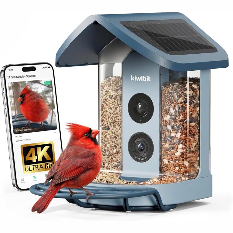 Kiwibit 4K Solar Smart Bird Feeder with AI Recognition Camera